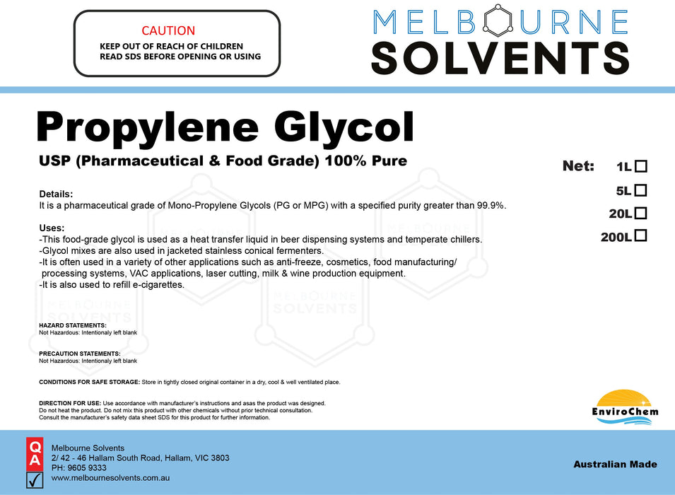 Propylene Glycol USP, Food Grade